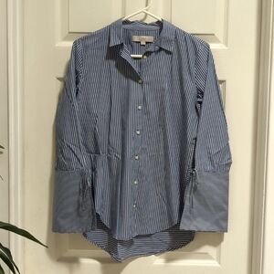 Loft Women's Striped Long Sleeve Button Down Dress Shirt French Cuff Size XS